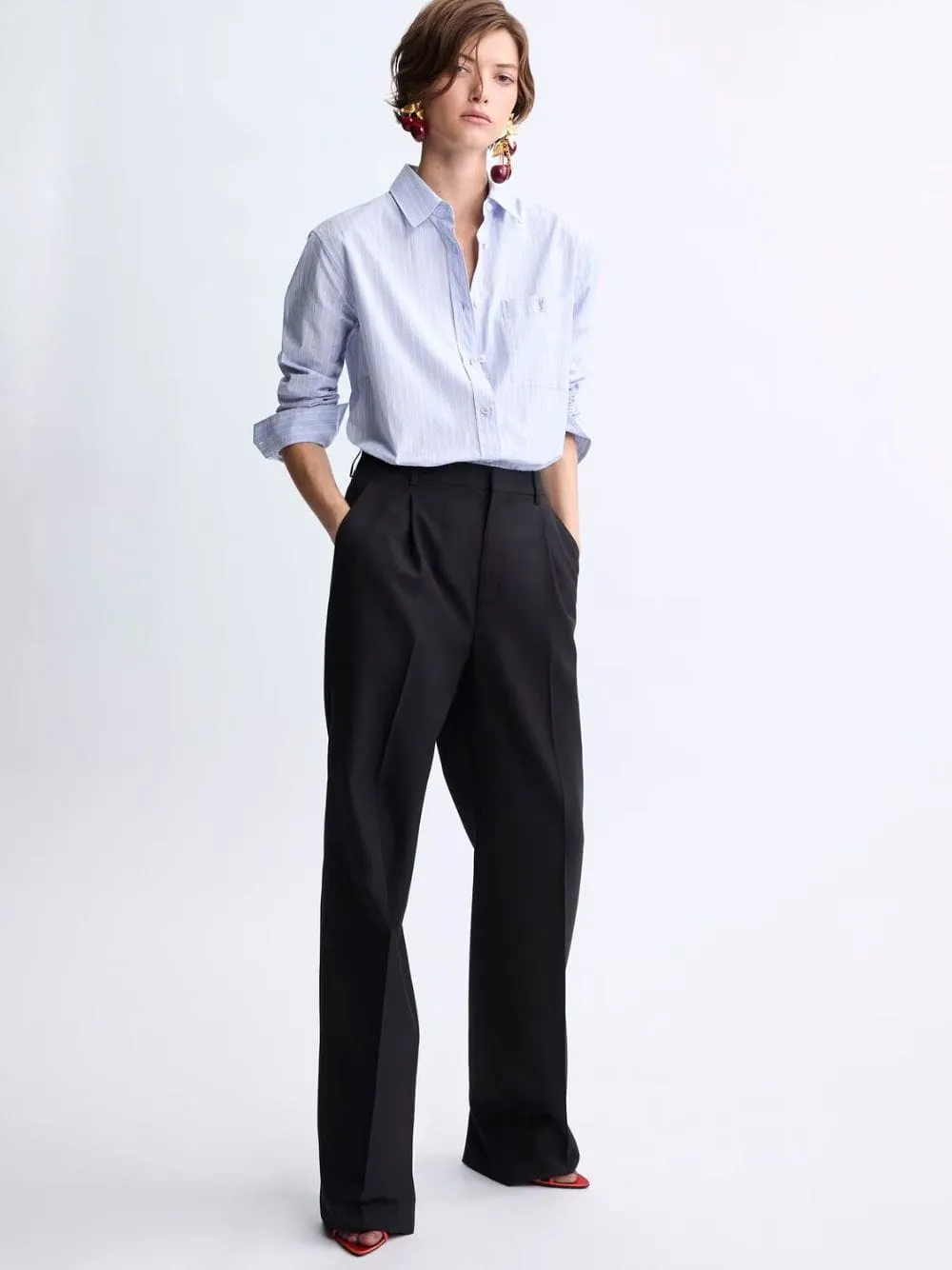 Blue and Grey Striped Cotton Poplin Shirt sold by Fashion Clinic