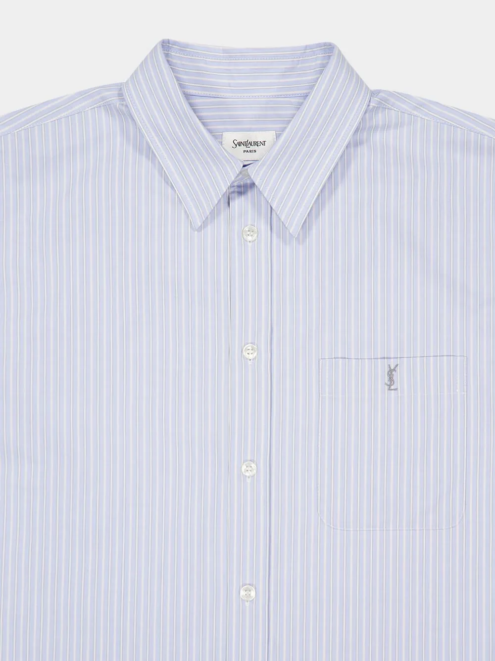 Blue and Grey Striped Cotton Poplin Shirt sold by Fashion Clinic product image thumbnail 4