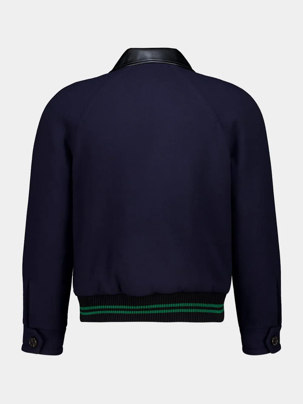 Deep Blue Wool Crêpe Bomber Jacket sold by Fashion Clinic product image thumbnail 3