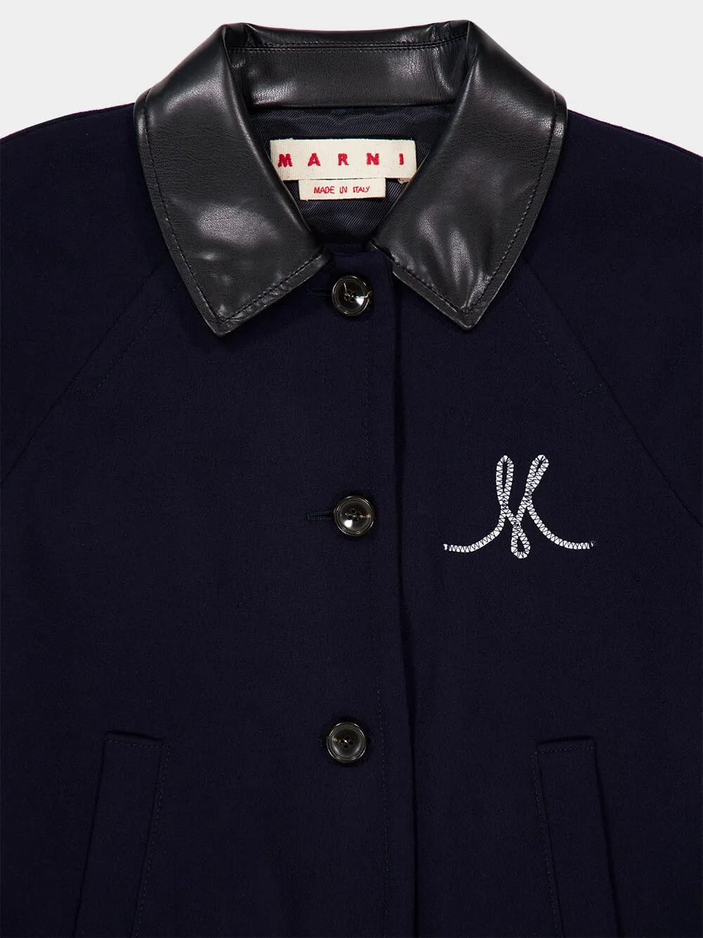 Deep Blue Wool Crêpe Bomber Jacket sold by Fashion Clinic product image thumbnail 5