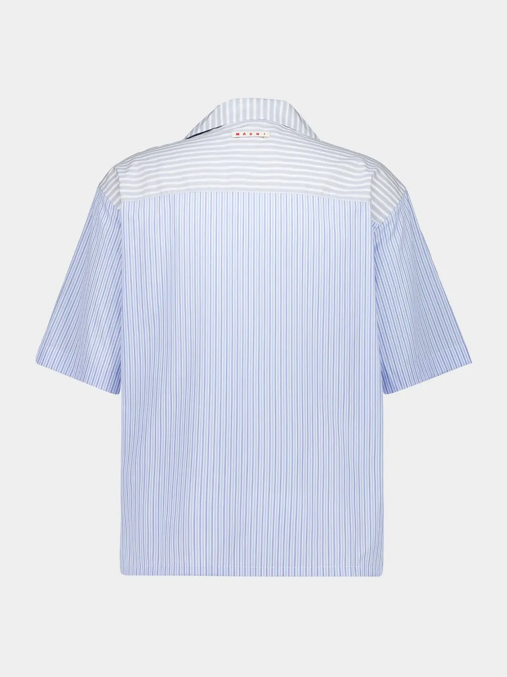Opal Blue Striped Poplin Bowling Shirt sold by Fashion Clinic product image thumbnail 3