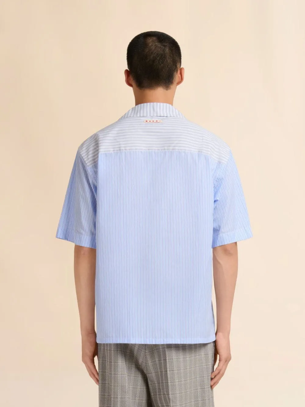 Opal Blue Striped Poplin Bowling Shirt sold by Fashion Clinic product image thumbnail 4
