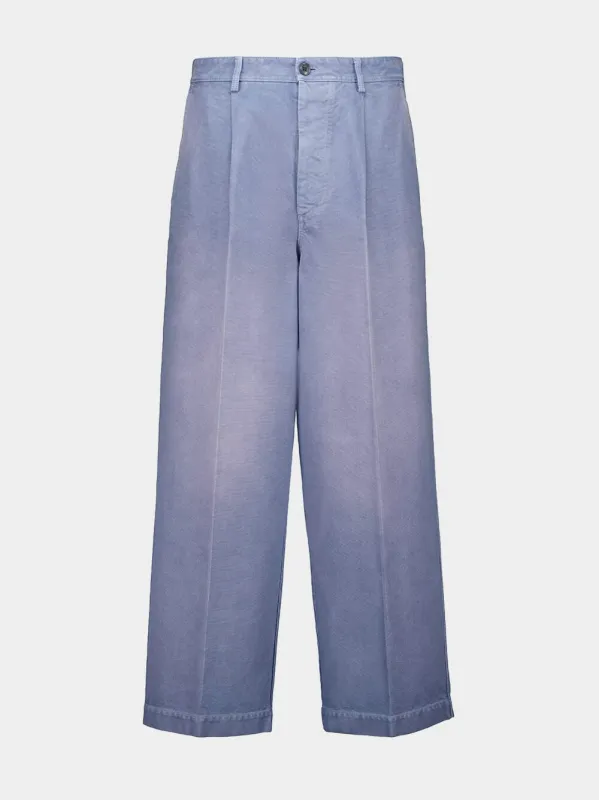Sky Blue Pleated Wide-Leg Trousers sold by Fashion Clinic