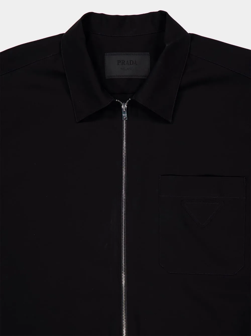 Black Cotton Zip Shirt sold by Fashion Clinic product image thumbnail 5