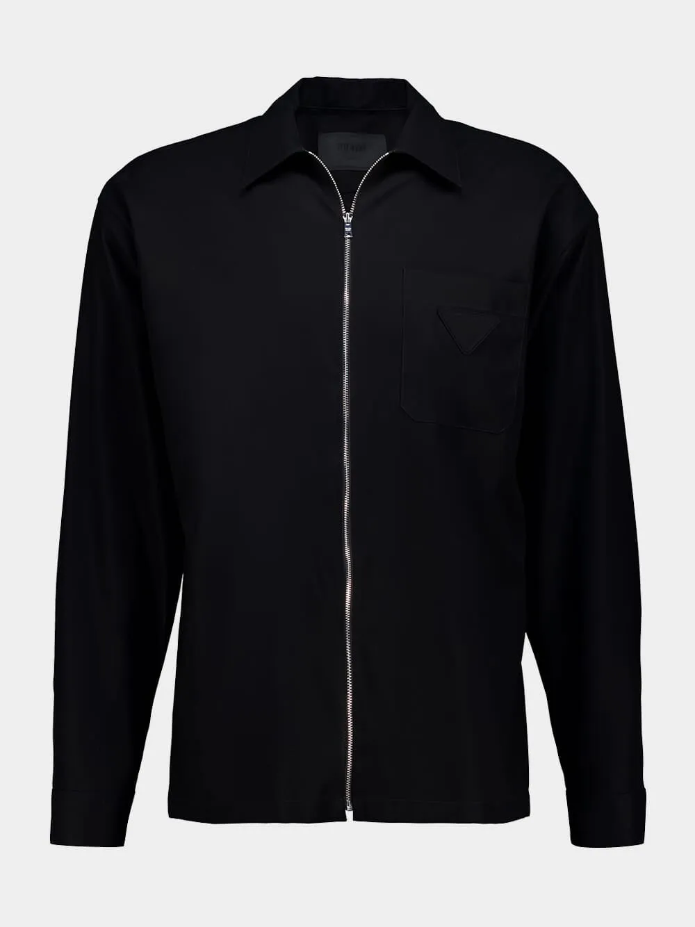 Black Cotton Zip Shirt sold by Fashion Clinic