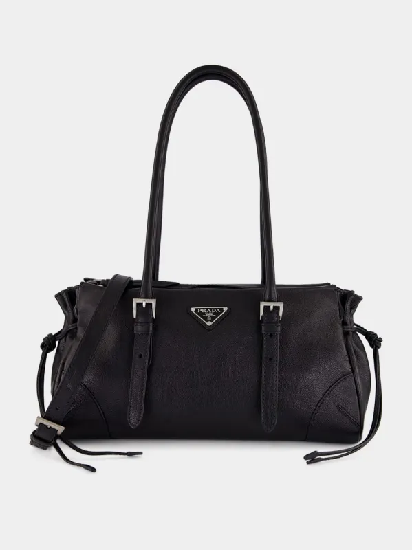 Black Bonnie Medium Leather Tote made by Fashion Clinic
