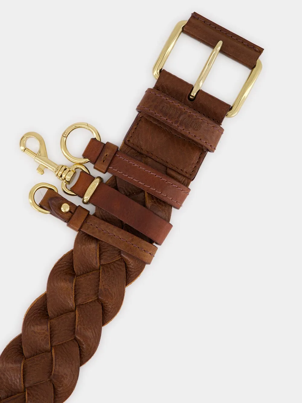 Tobacco Braided Leather Belt sold by Fashion Clinic product image thumbnail 4