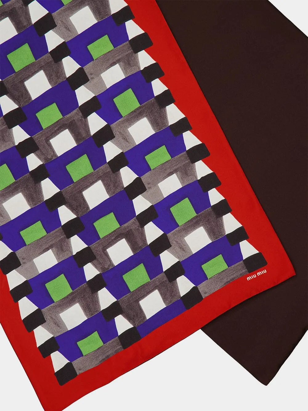 Indigo and Red Printed Silk Scarf sold by Fashion Clinic product image thumbnail 3