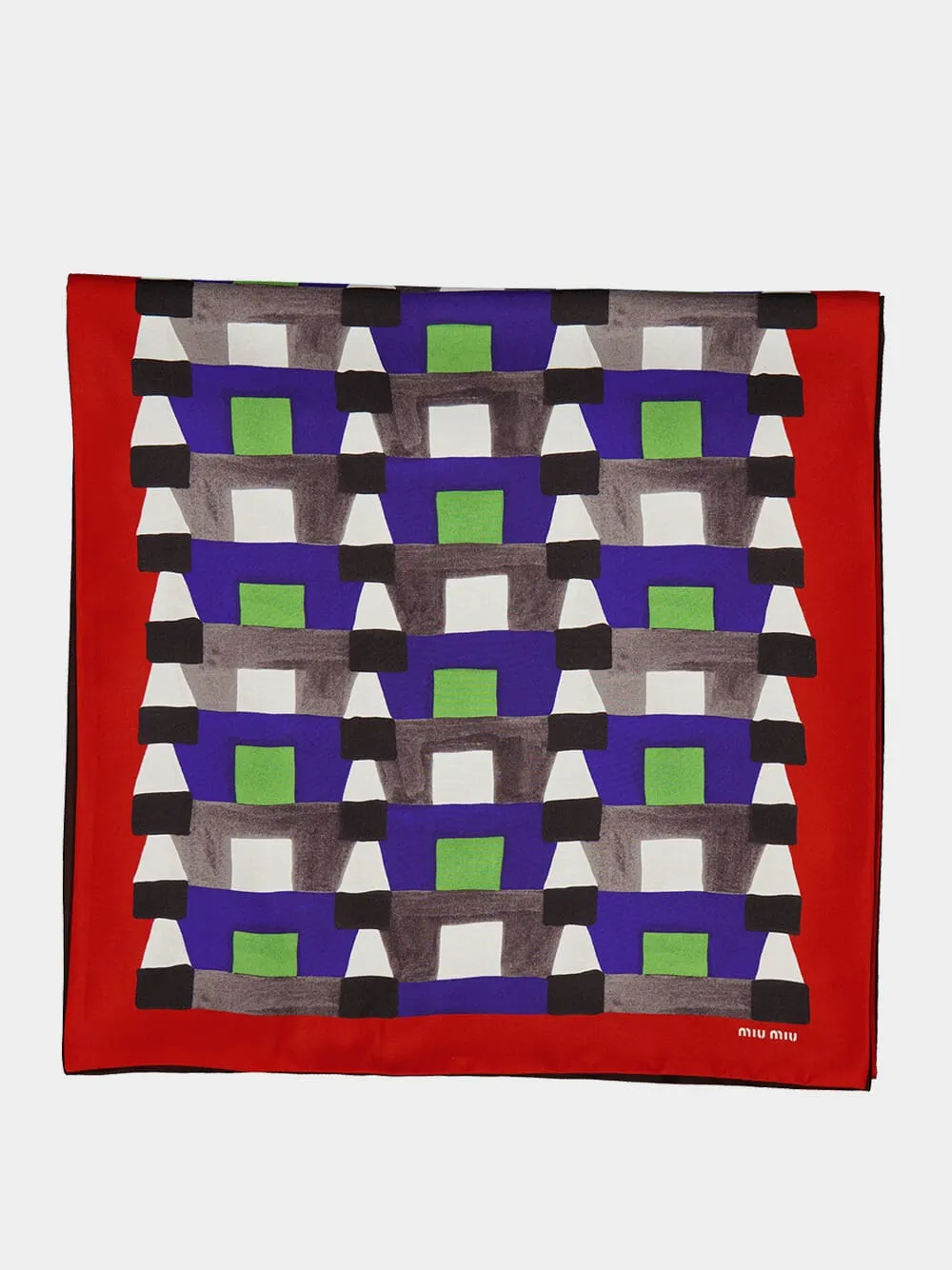 Indigo and Red Printed Silk Scarf sold by Fashion Clinic product image thumbnail 2