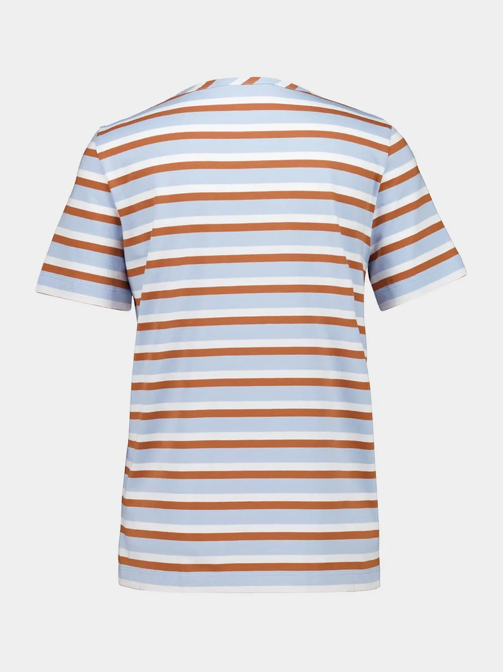 Light Blue and Brown Striped Cotton T-Shirt sold by Fashion Clinic product image thumbnail 3