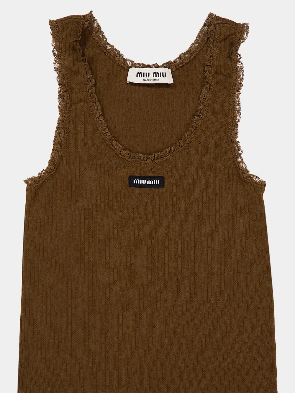 Cocoa Pointelle Lace Cotton Tank Top sold by Fashion Clinic product image thumbnail 3