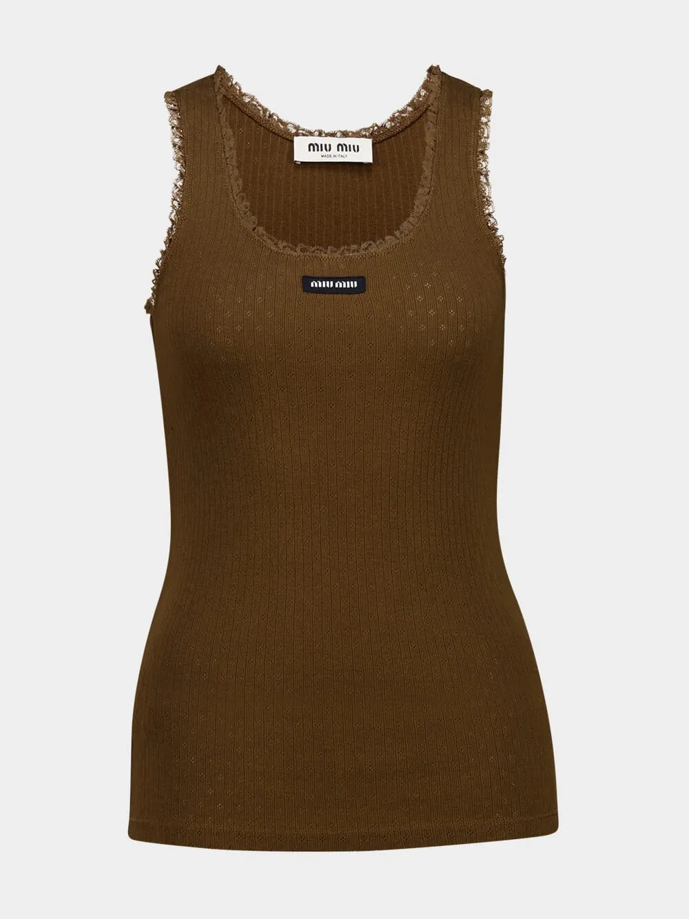 Cocoa Pointelle Lace Cotton Tank Top sold by Fashion Clinic