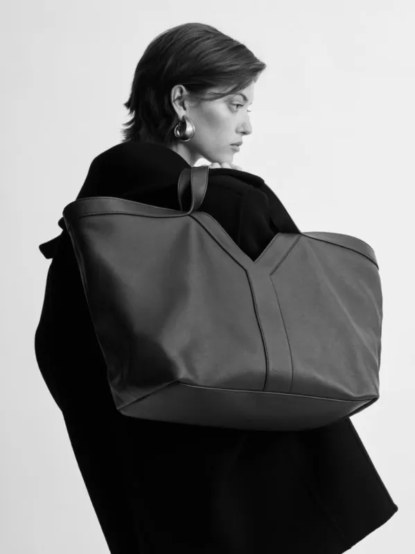 Black Y Tote in Leather made by Yves Saint Laurent