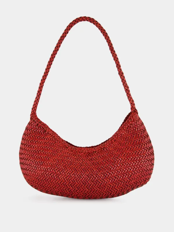 Nova Luna Poppy Red Woven Leather Bag sold by Fashion Clinic
