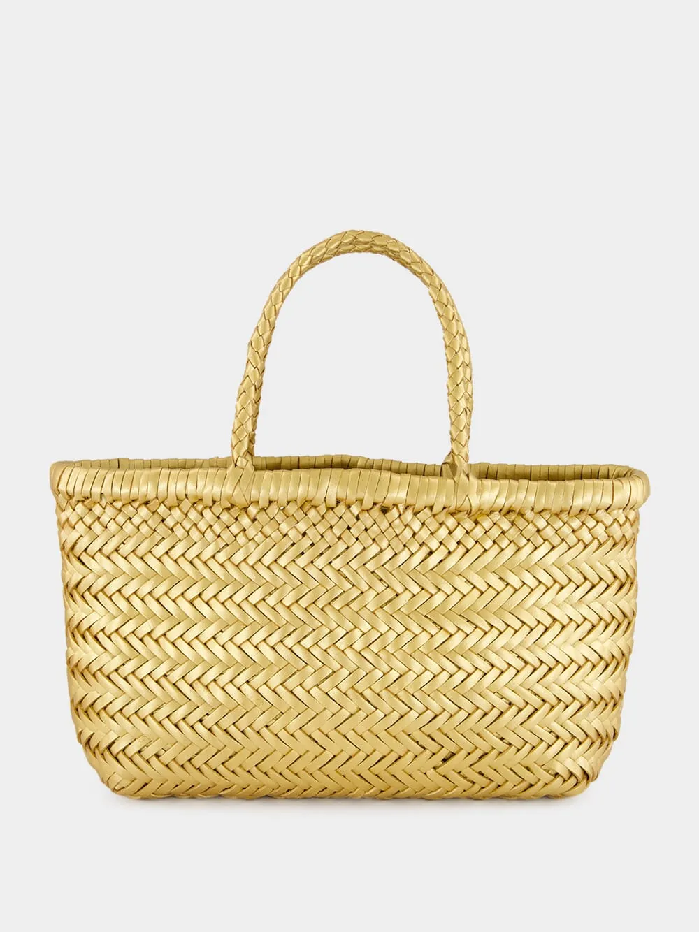 Mini Flat Gora Gold Woven Bag sold by Fashion Clinic