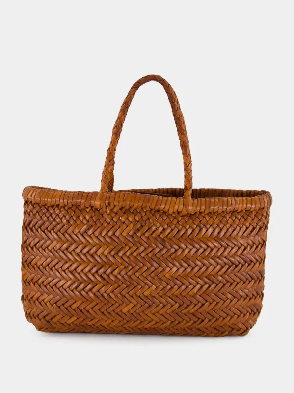 Mini Flat Gora Tan Woven Bag sold by Fashion Clinic