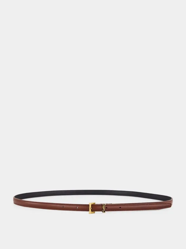 Cassandre Extra Thin Leather Belt in Dark Wet Clay sold by Fashion Clinic