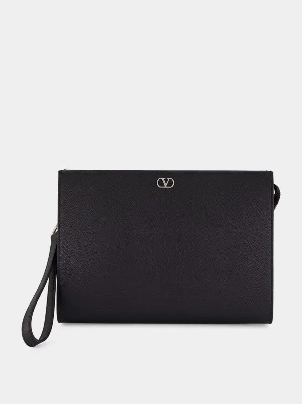 Black Leather Valentino Garavani Pouch sold by Fashion Clinic