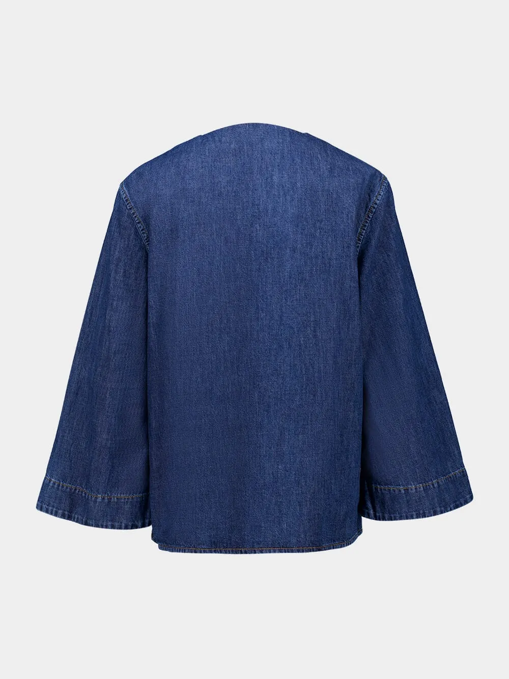 Blue Denim Chambray V-Neck Shirt sold by Fashion Clinic product image thumbnail 2