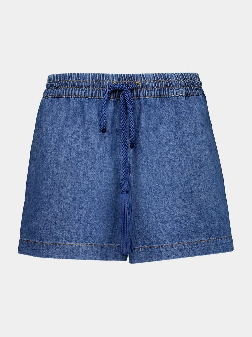 Blue Denim Chambray Shorts sold by Fashion Clinic