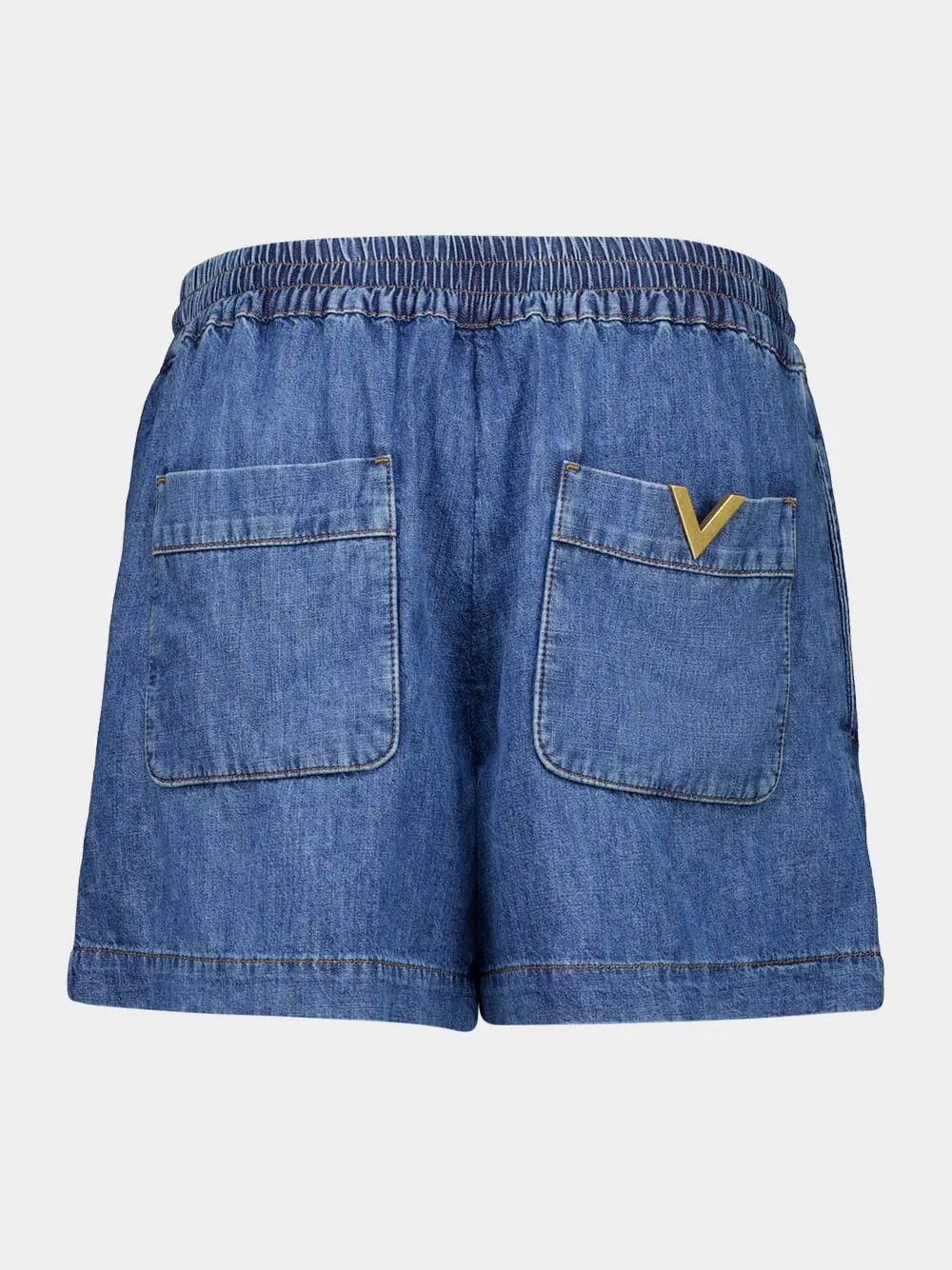 Blue Denim Chambray Shorts sold by Fashion Clinic product image thumbnail 2