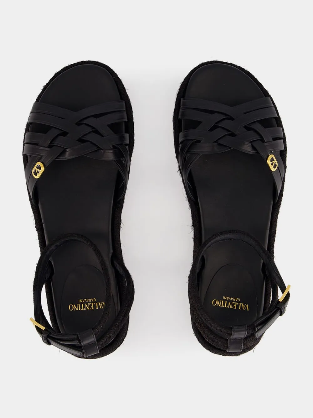 Black Leather Espadrille Sandals sold by Fashion Clinic product image thumbnail 4