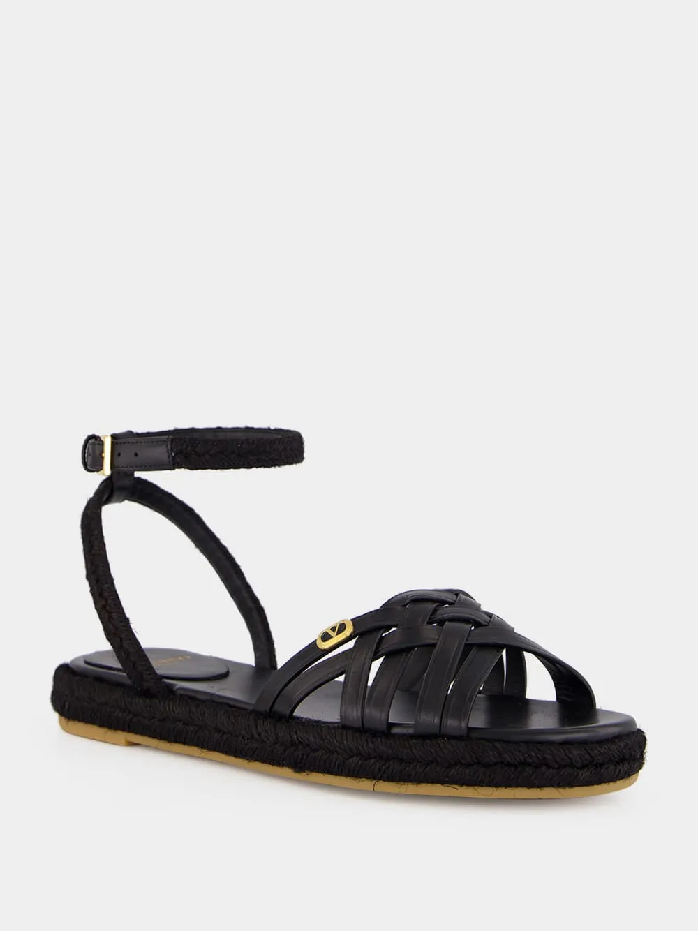 Black Leather Espadrille Sandals sold by Fashion Clinic product image thumbnail 2
