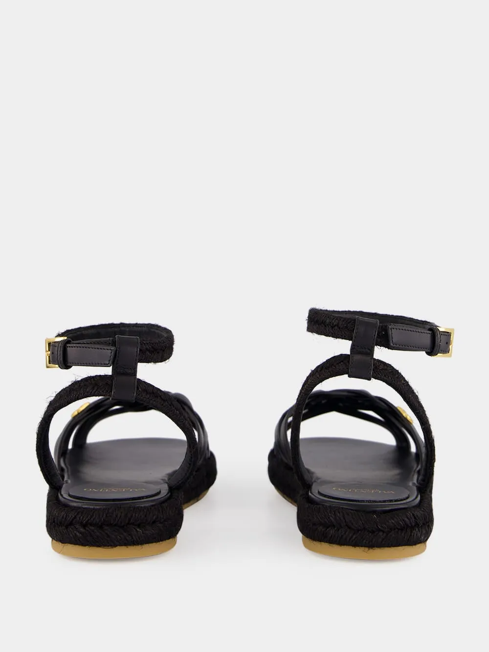 Black Leather Espadrille Sandals sold by Fashion Clinic product image thumbnail 5