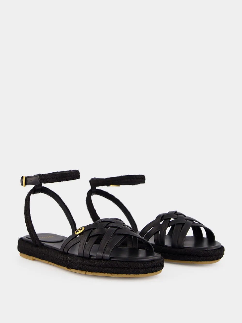 Black Leather Espadrille Sandals sold by Fashion Clinic product image thumbnail 3
