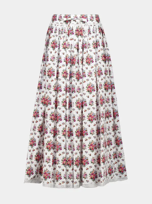 Floral Bouquet Cotton Midi Skirt sold by Fashion Clinic