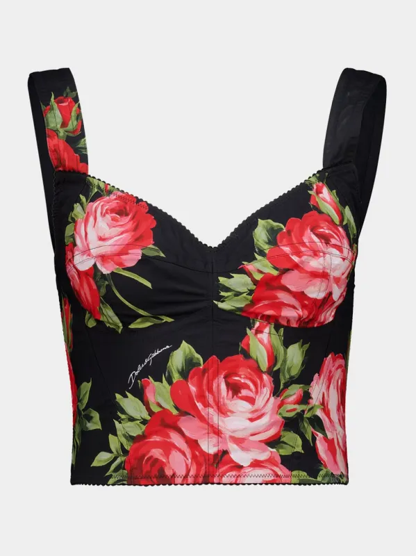 Rose Bouquet Cotton Bustier Top made by Dolce & Gabanna