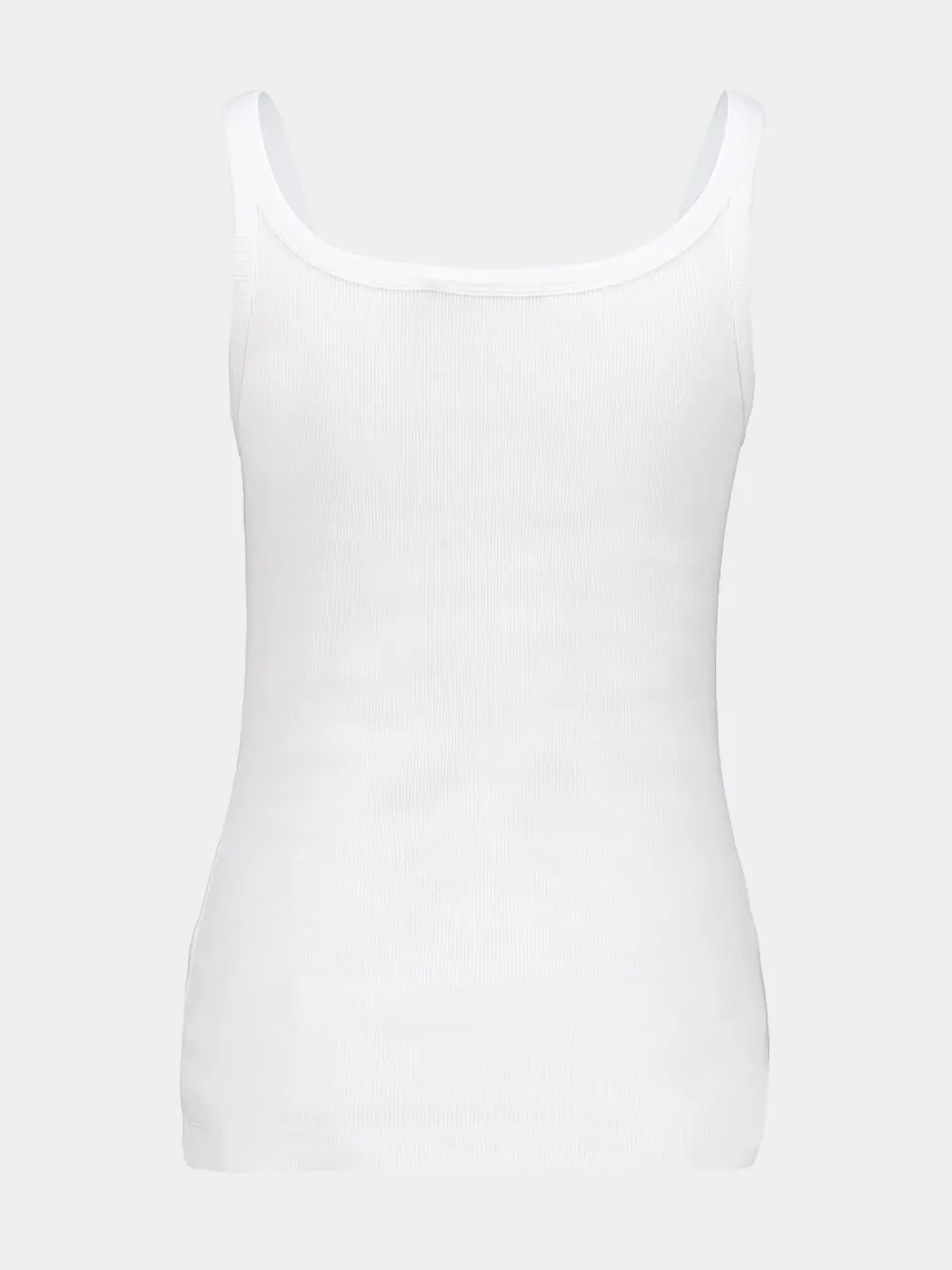White Ribbed Cotton Tank Top sold by Fashion Clinic product image thumbnail 2