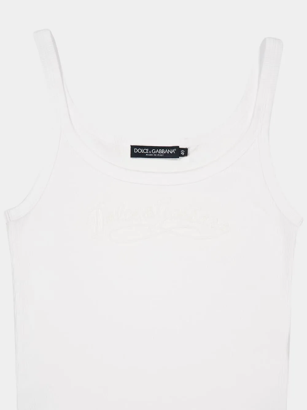 White Ribbed Cotton Tank Top sold by Fashion Clinic product image thumbnail 3