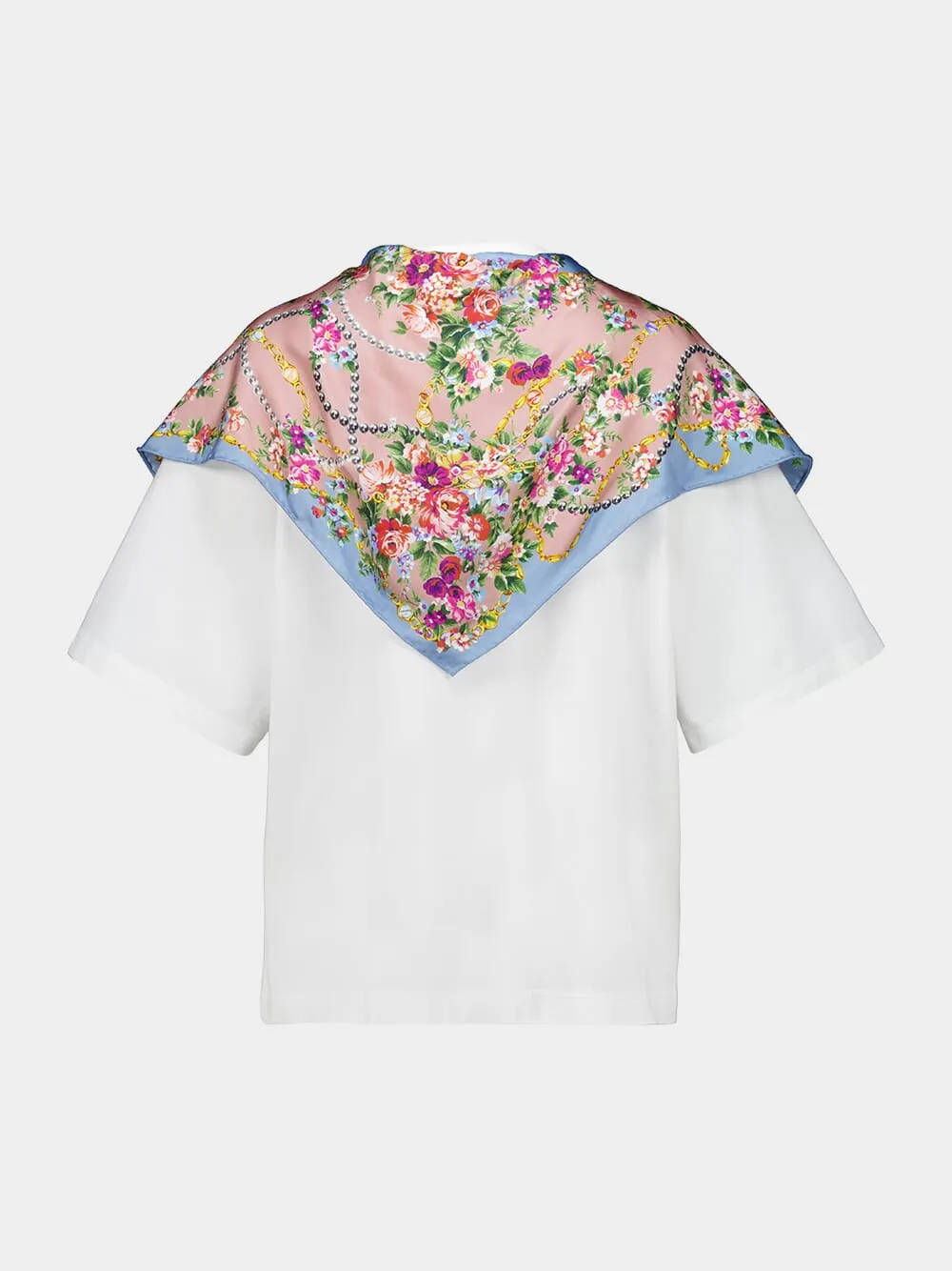 White Cotton T-Shirt with Floral Twill sold by Fashion Clinic product image thumbnail 2