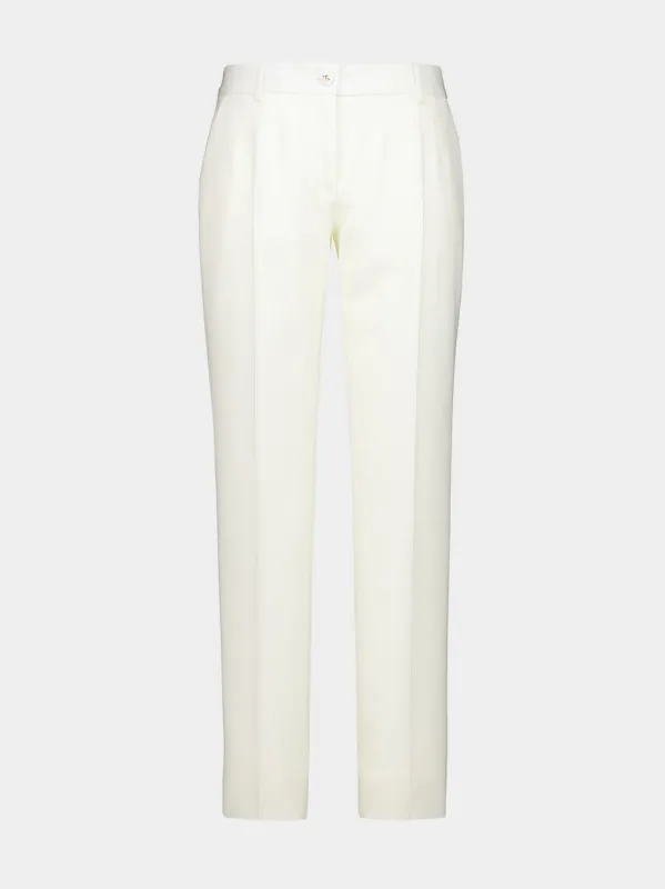 Natural White Wool Tailored Trousers sold by Fashion Clinic