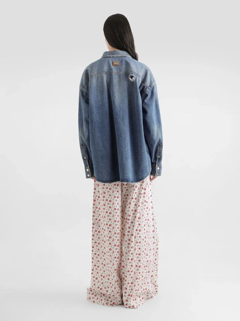 Small Rose-Print Poplin Wide-Leg Trousers sold by Fashion Clinic product image thumbnail 4