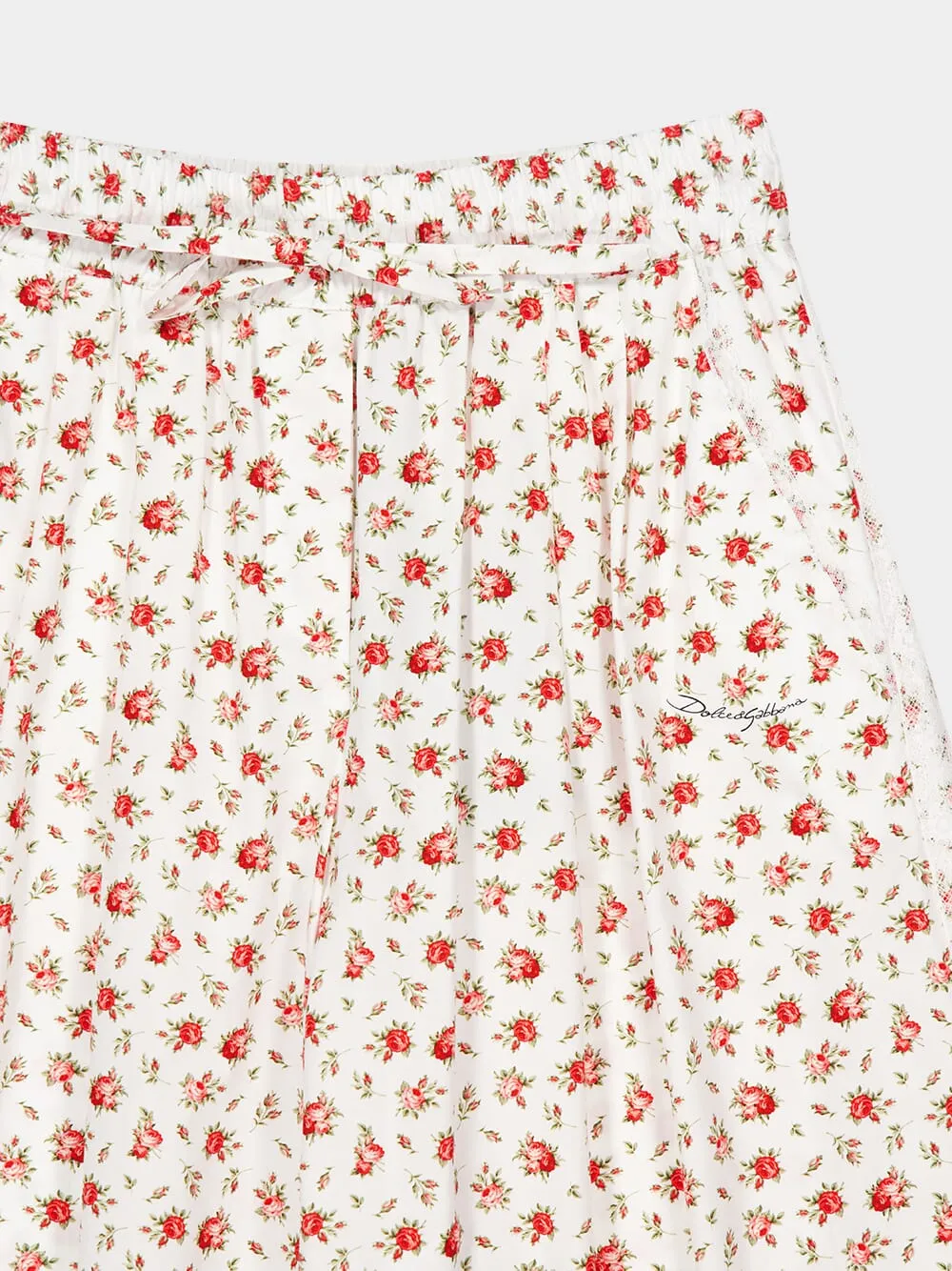 Small Rose-Print Poplin Wide-Leg Trousers sold by Fashion Clinic product image thumbnail 5