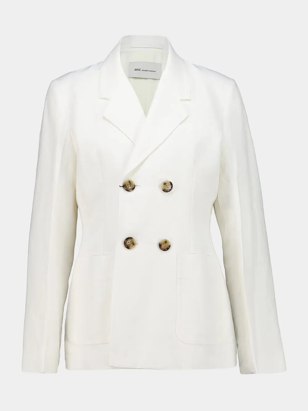 White Linen Double-Breasted Blazer sold by Fashion Clinic product image thumbnail 2