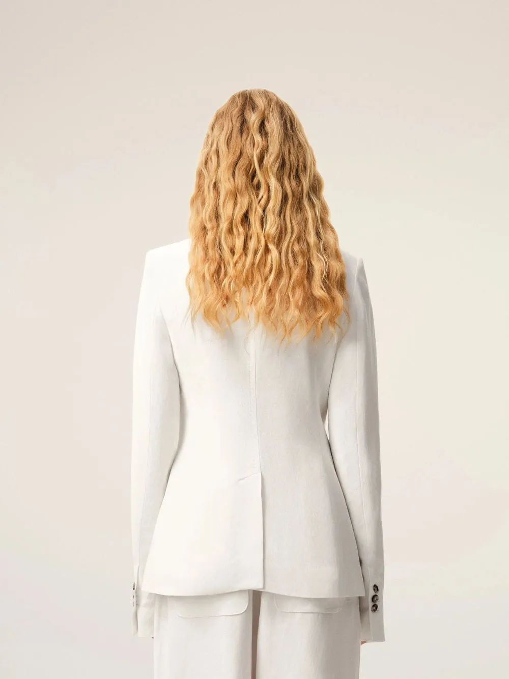 White Linen Double-Breasted Blazer sold by Fashion Clinic product image thumbnail 3