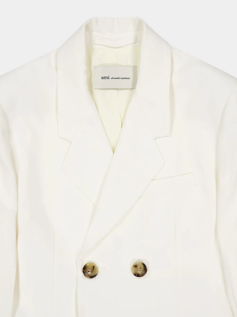 White Linen Double-Breasted Blazer sold by Fashion Clinic product image thumbnail 5