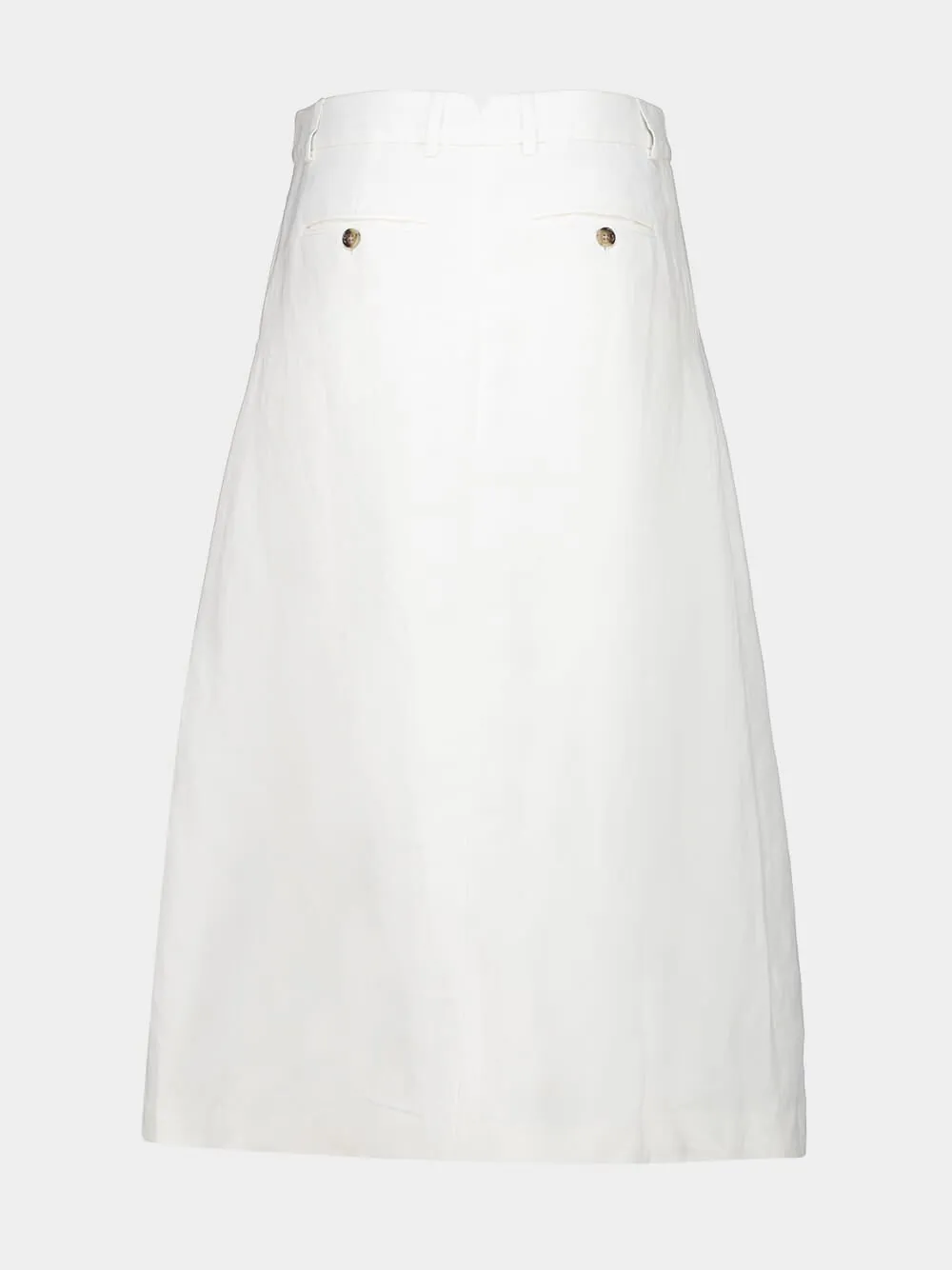White Cream Linen-Blend Long Trapeze Skirt sold by Fashion Clinic product image thumbnail 4