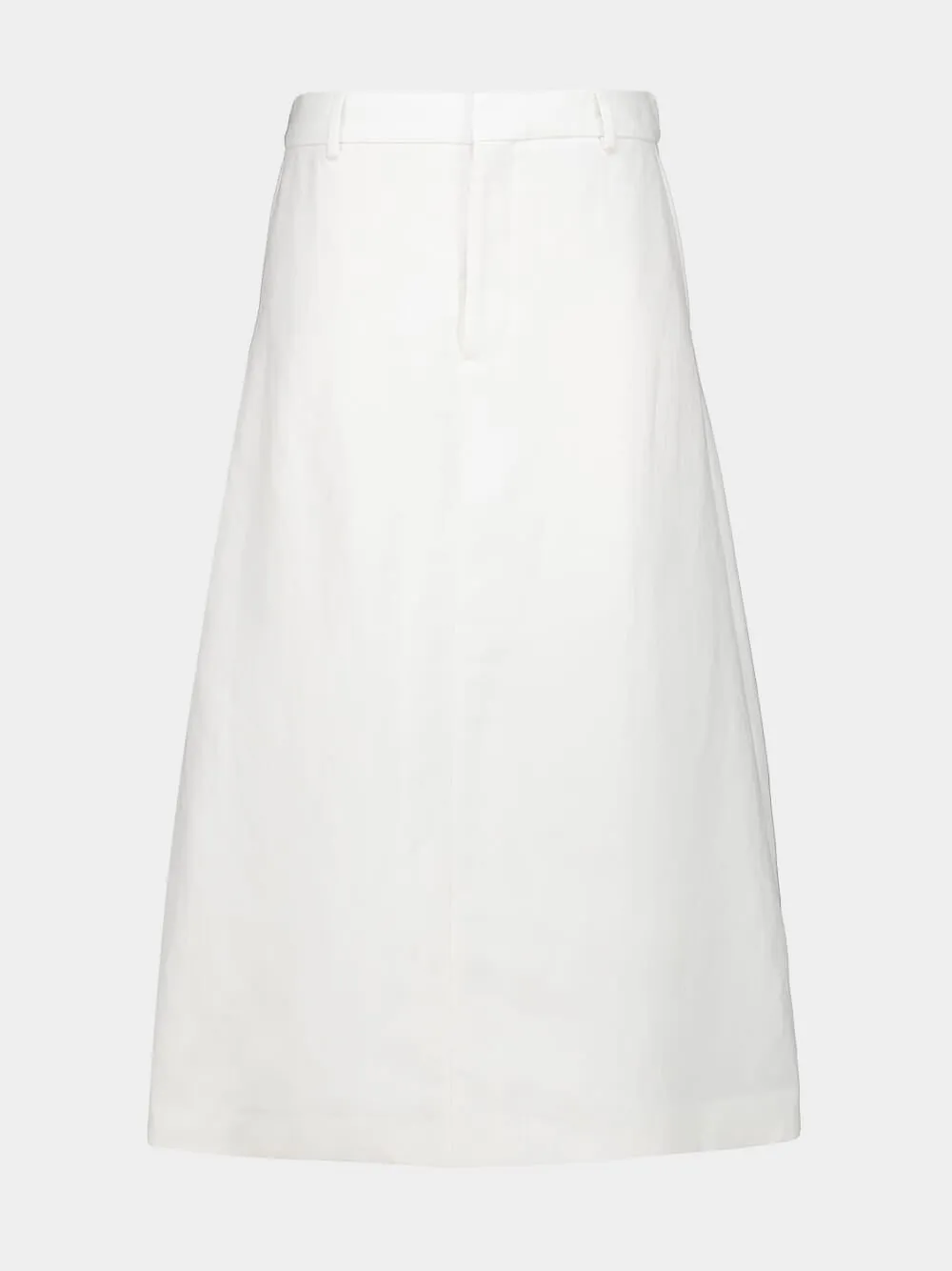 White Cream Linen-Blend Long Trapeze Skirt sold by Fashion Clinic product image thumbnail 2