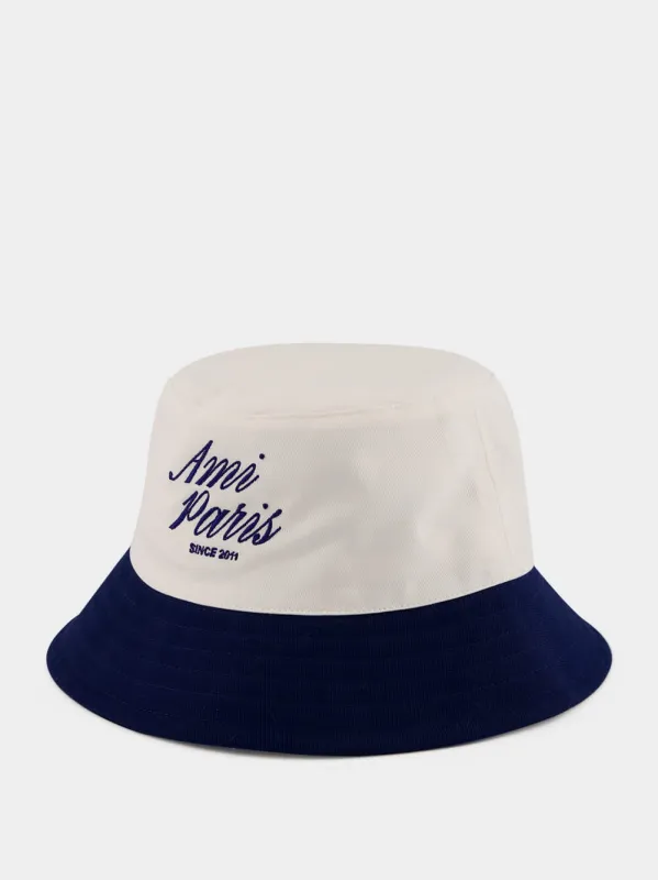 Blue and White Cotton Bucket Hat sold by Fashion Clinic