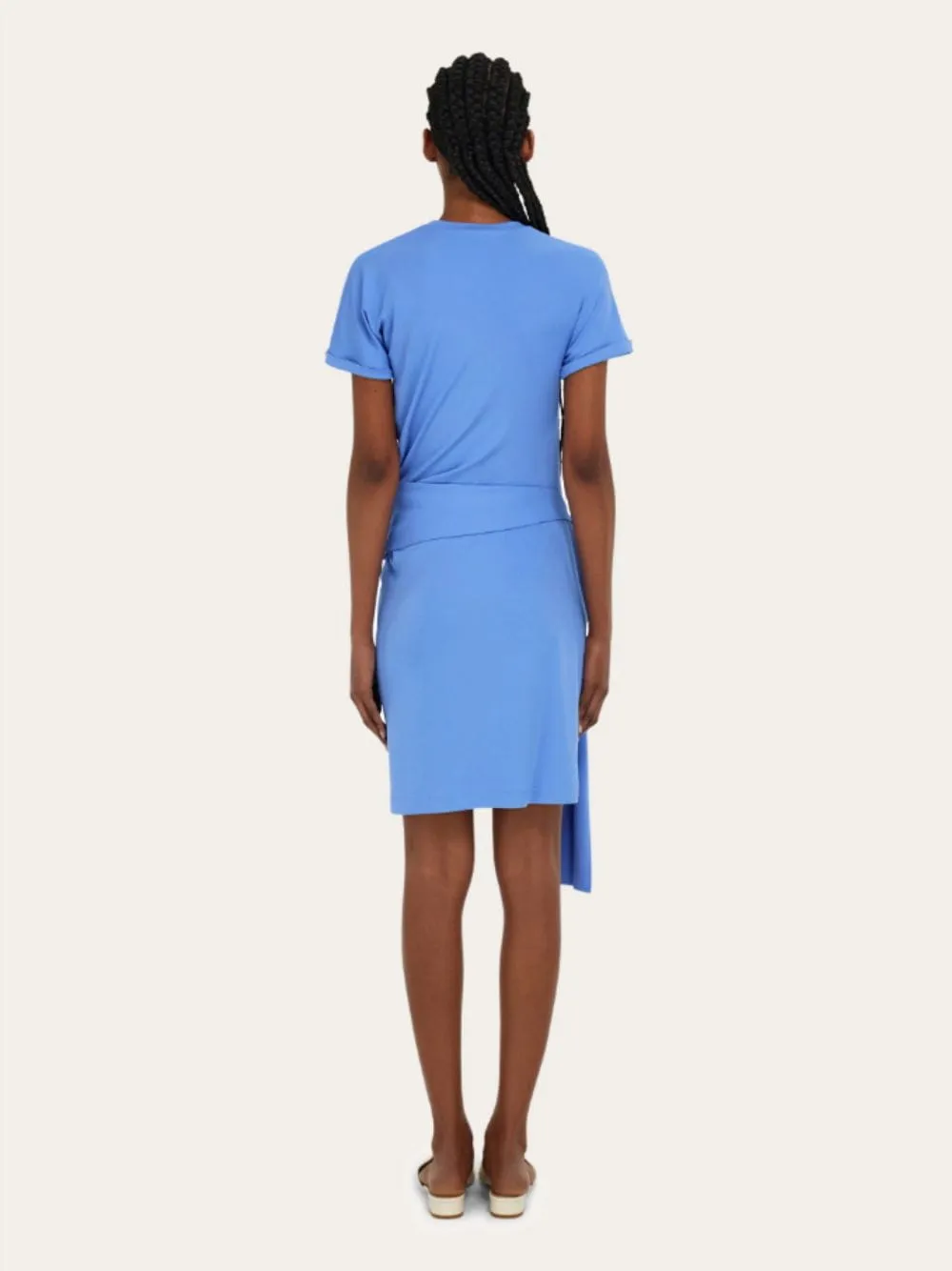 Blue Draped Viscose Mini Dress sold by Fashion Clinic product image thumbnail 3