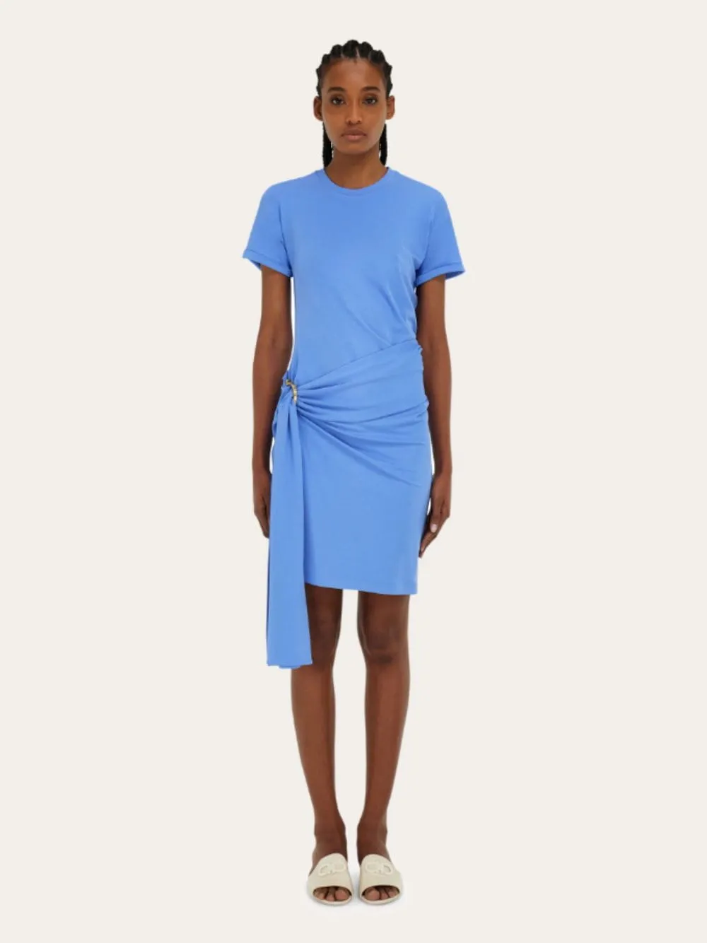 Blue Draped Viscose Mini Dress sold by Fashion Clinic