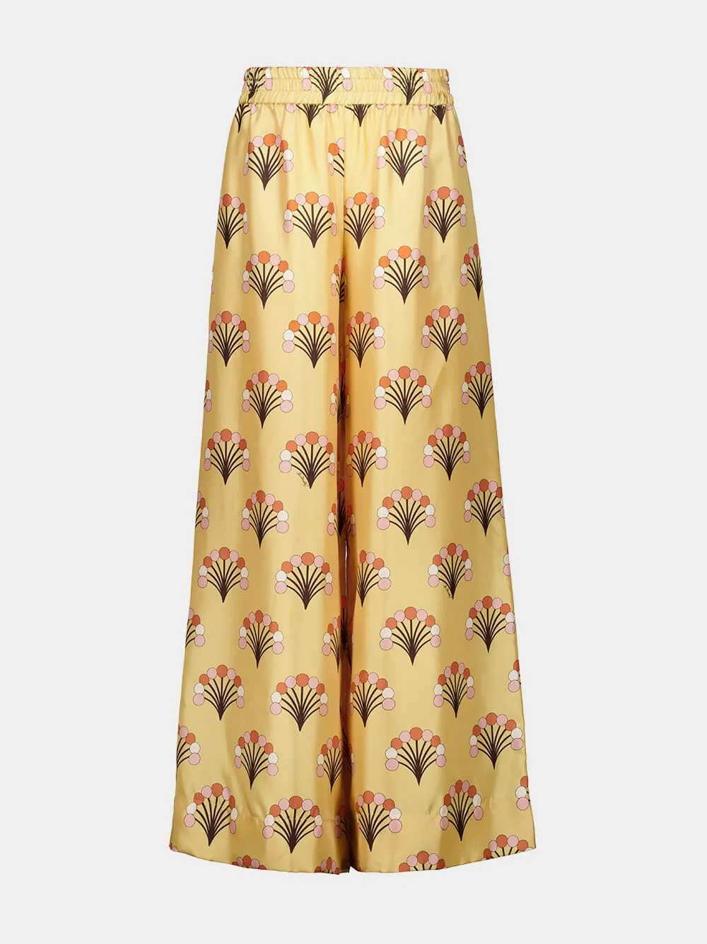 Yellow Printed Silk Palazzo Trousers sold by Fashion Clinic