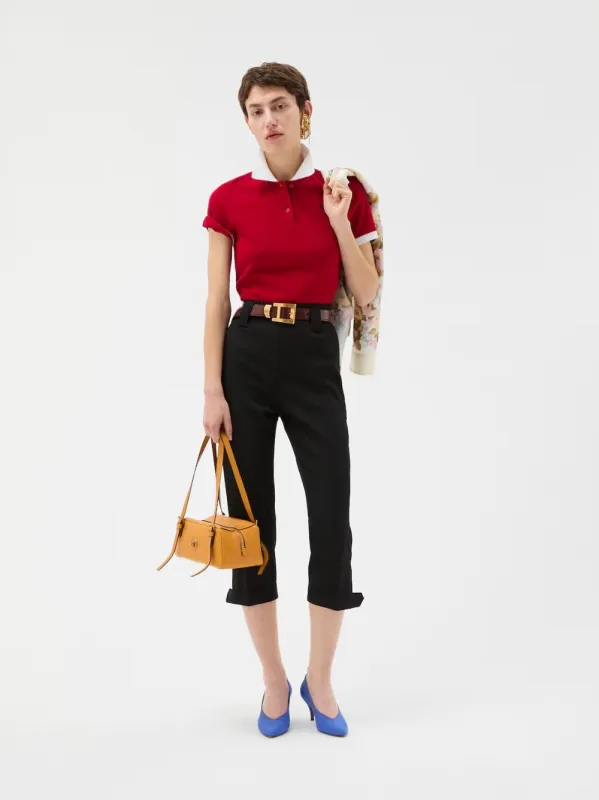 Black Wool High-Waisted Capri Trousers sold by Fashion Clinic