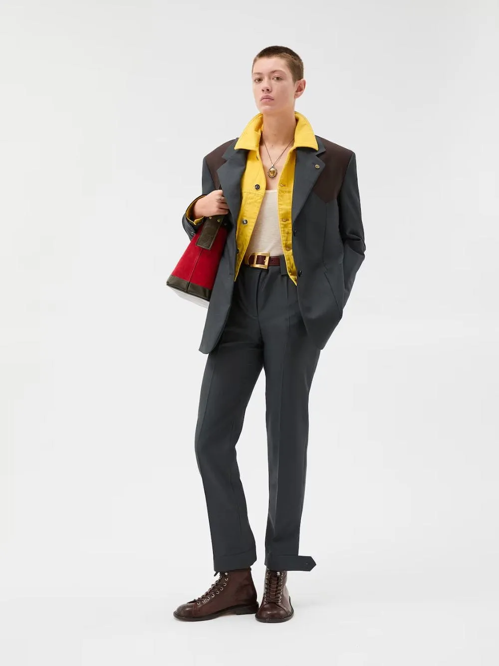 Grey Wool-Mohair Straight Formal Trousers sold by Fashion Clinic product image thumbnail 2