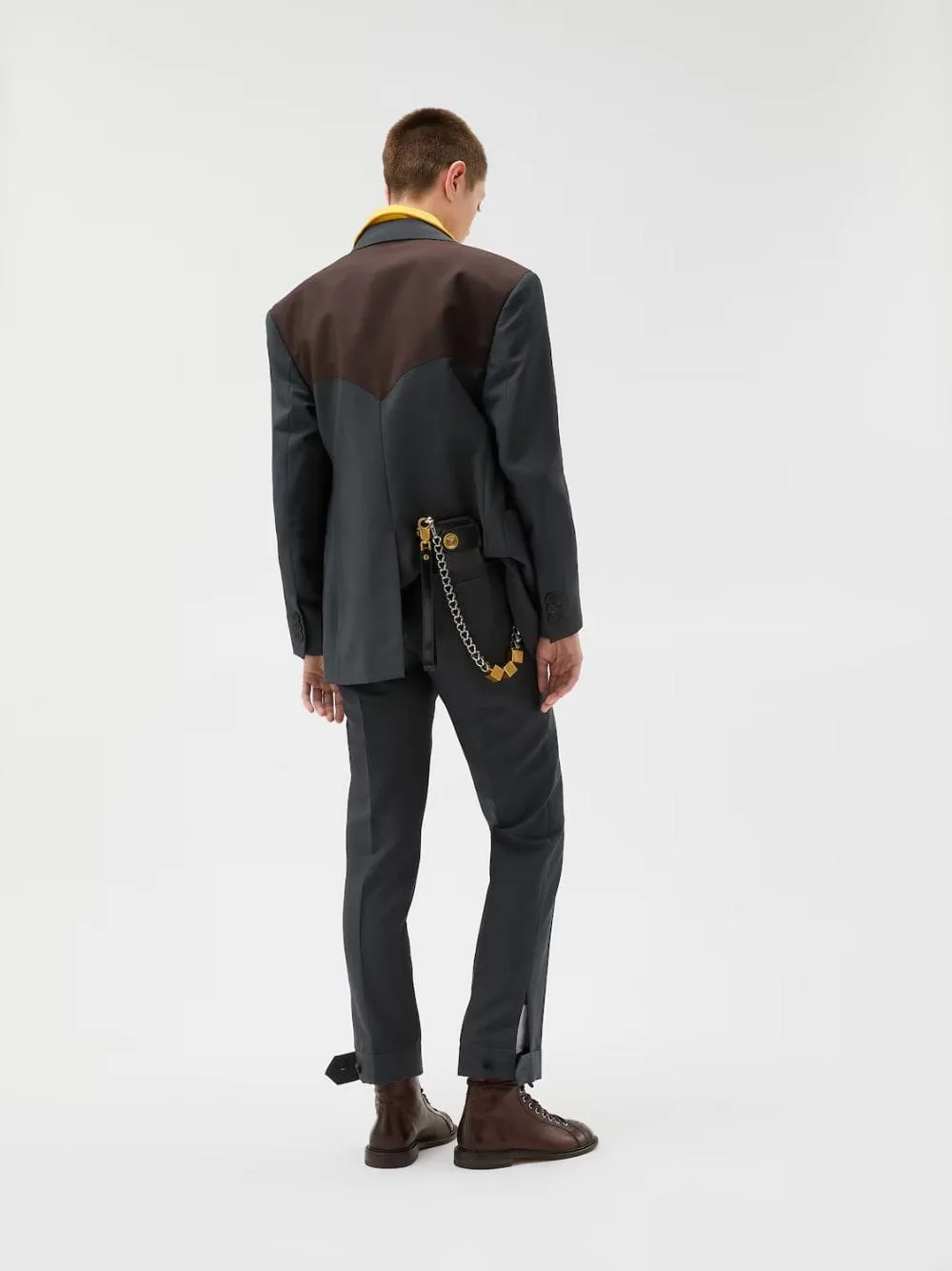 Grey Wool-Mohair Straight Formal Trousers sold by Fashion Clinic product image thumbnail 4