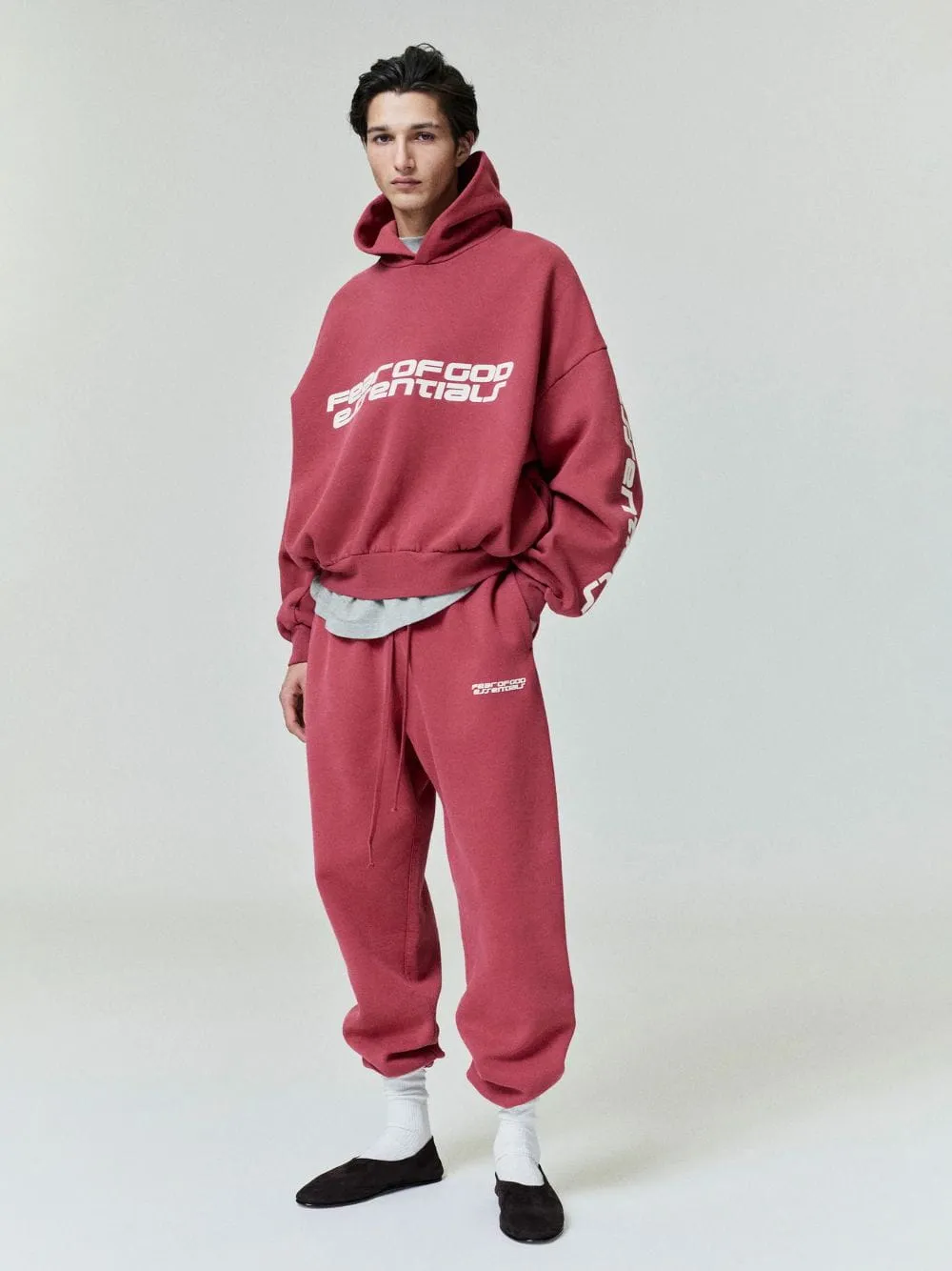 Crimson Cropped Relaxed Hooded Sweatshirt sold by Fashion Clinic product image thumbnail 2